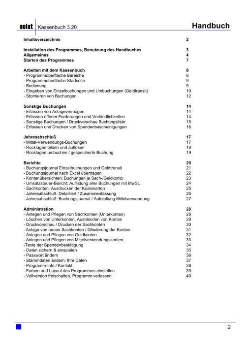 Kassenbuch Handbuch Seite 2